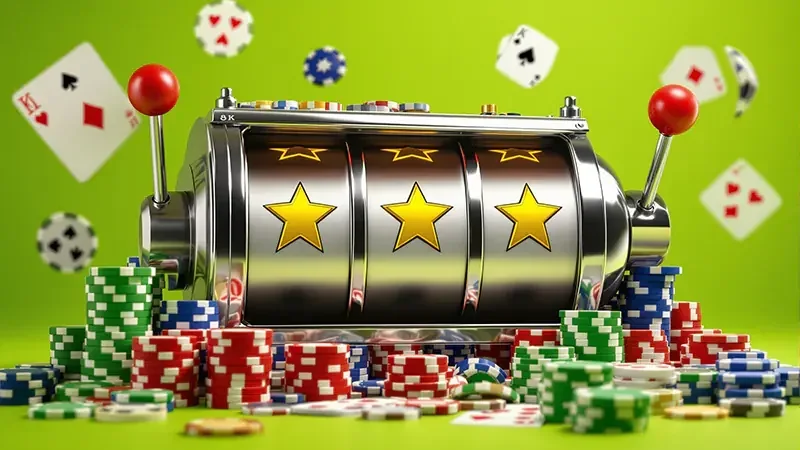 Layar permainan slot dengan susunan reel dan simbol bonus