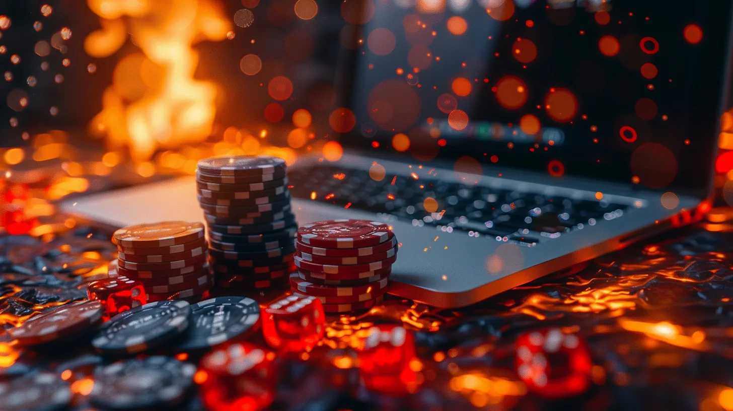 Tampilan meja kasino digital untuk permainan kartu dan roda